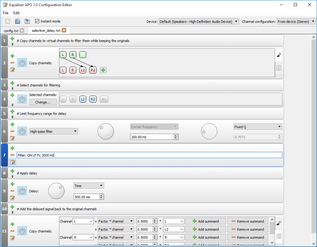 Equalizer Apo Configration Editor