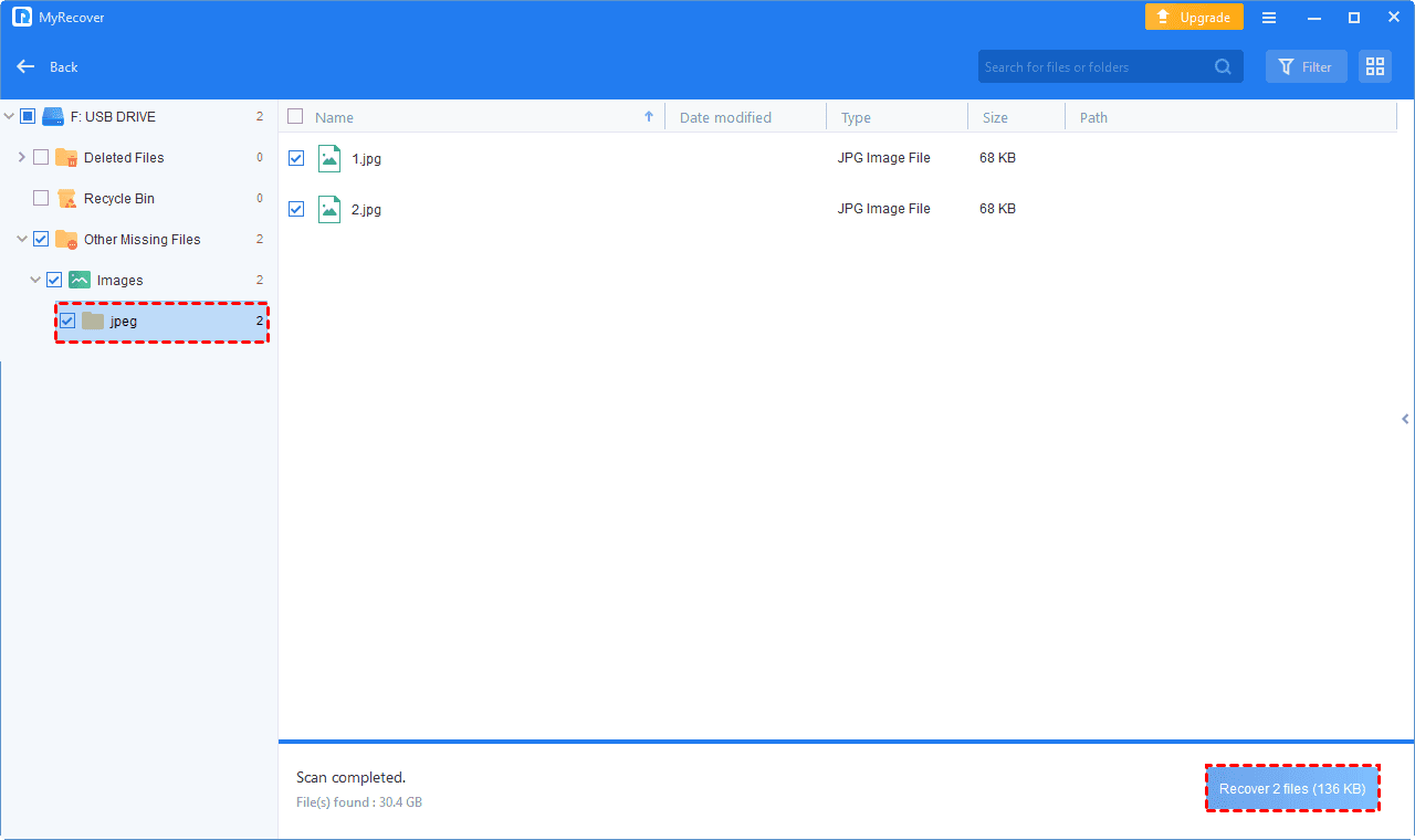 File Explorer Window Highlighted In Myrecover Professional.