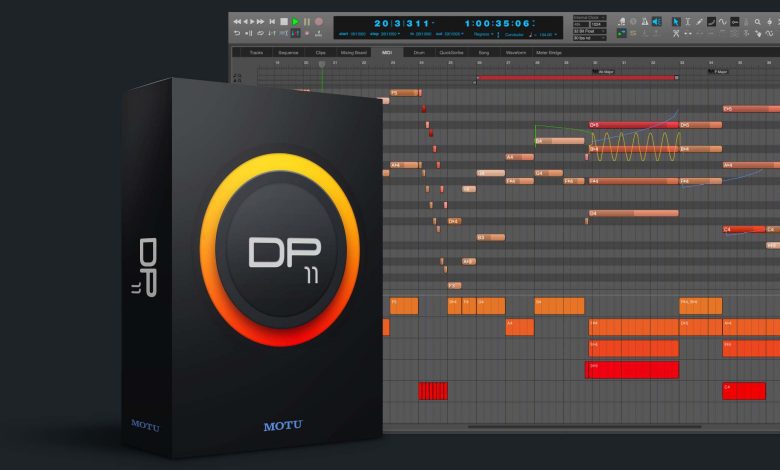 Image Of Motu Digital Performer Software Interface With Various Audio Tracks And Editing Tools.