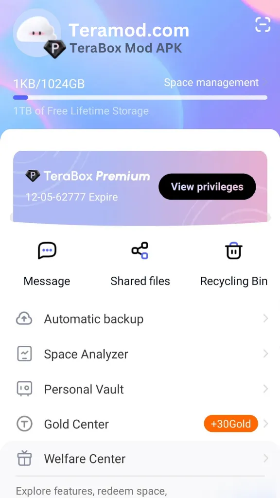 Download TeraBox Cloud Storage Space Mod APK Full Version