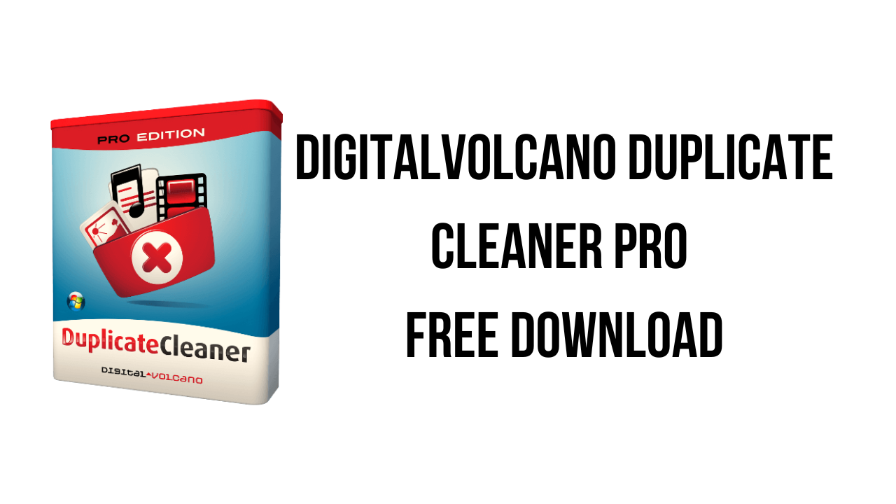 Image of software packaging for "Digital Volcano Duplicate Cleaner Pro" alongside text reading "Digital Volcano Duplicate Cleaner Pro Free Download." The packaging features a red folder icon with a white 'X' and images of duplicated files. Discover an alternative to AppDoze for managing duplicates.