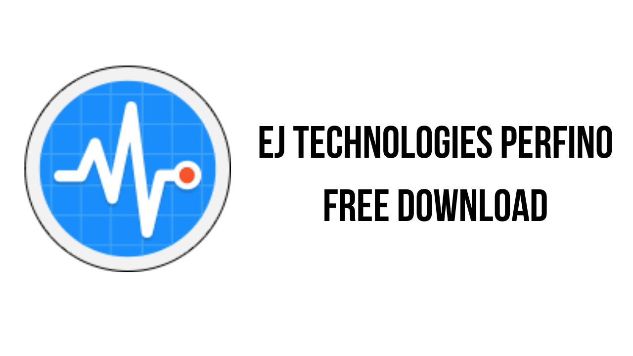 A Blue Circular Icon With A White Heartbeat Line And A Red Dot On The Right, Accompanied By The Text &Quot;Ej Technologies Perfino Free Download&Quot; On A Plain White Background.