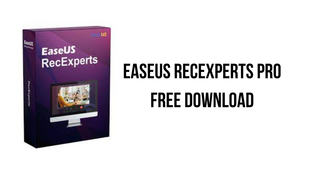 A purple box containing EaseUS RecExperts software is on the left side of the image. The text "EaseUS RecExperts Pro Free Download" appears on the right side in bold black letters on a white background, courtesy of AppDoze.